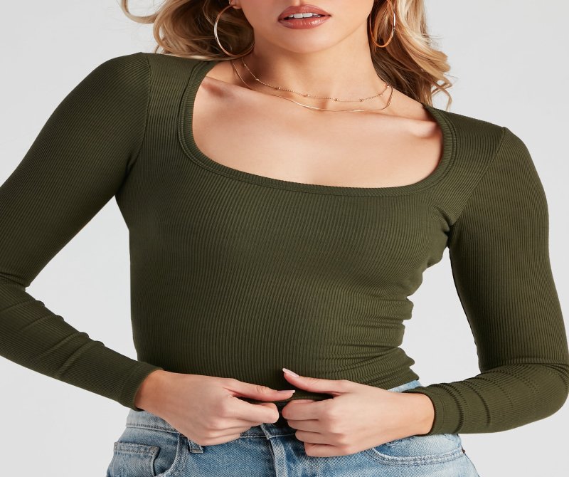 TableClothsUs Versatile Basic Rib Knit Crop Top