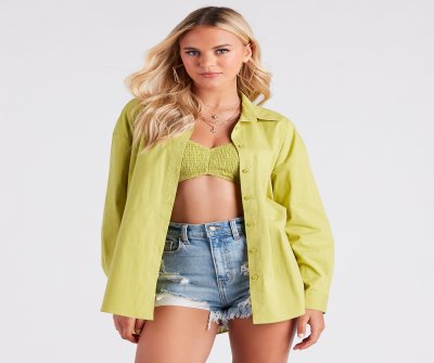 TableClothsUs Beachside Beauty Button-Down Top