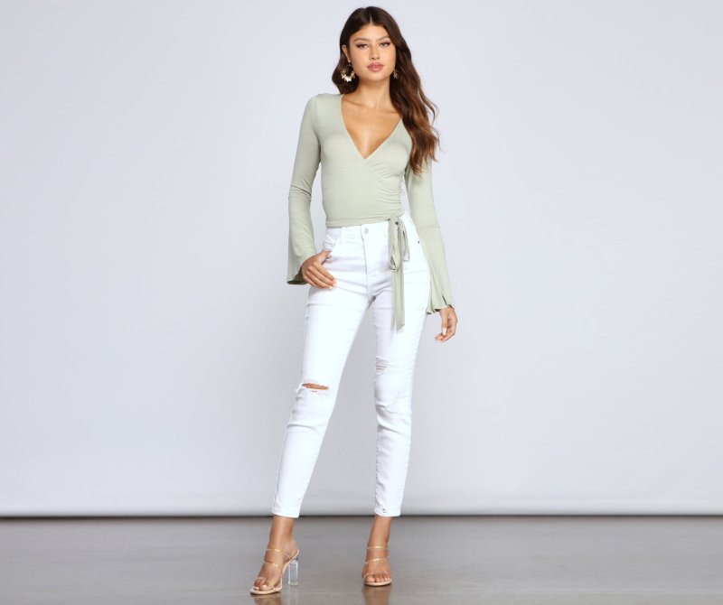 TableClothsUs Add Some Flair Wrap-Front Top