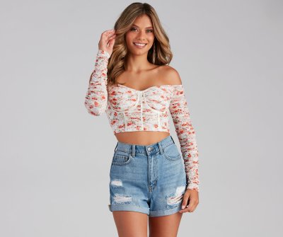 TableClothsUs Sweet Moments Ruched Floral Bustier